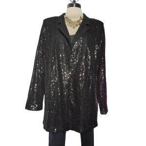 *NEW * CUPSHE  Black Sequin Long Elegant Jacket size L